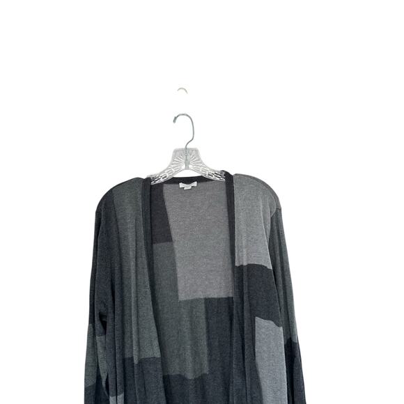 J. Jill Gray Casual Cotton Blend Open Long Duster Sweater Cardigan Size Large - Picture 3 of 10